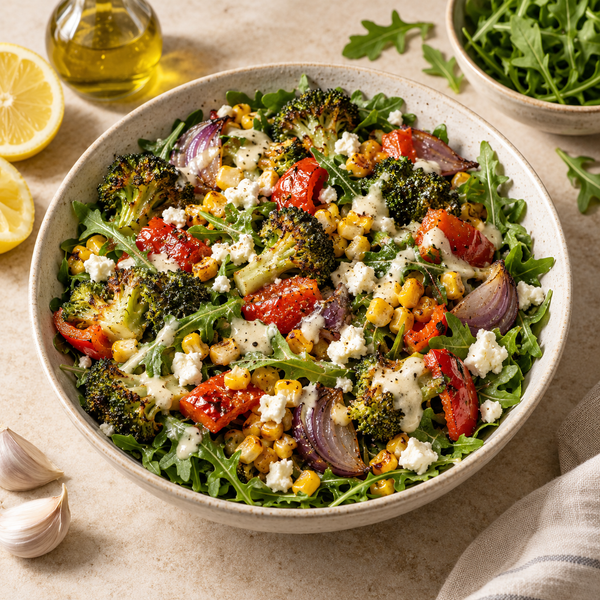 Ofengemüse-Salat mit cremiger Zitronen-Vinaigrette